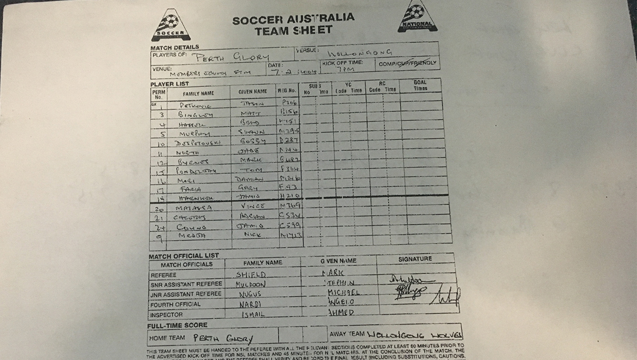 2004 team sheet v Wollongong